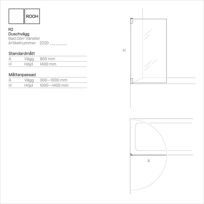  ROOH R2 Badkarsvägg Standardmått - Badhuset.se