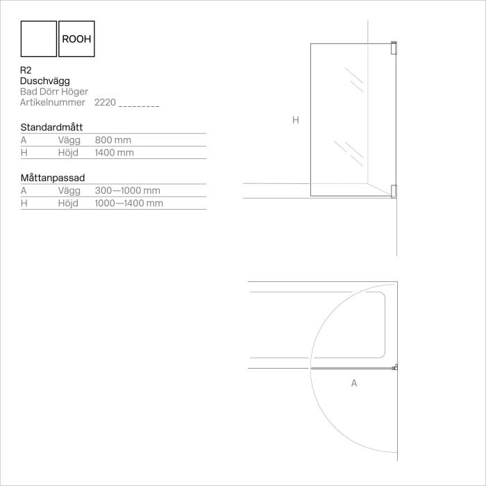  ROOH R2 Badkarsvägg Måttanpassad - Badhuset.se