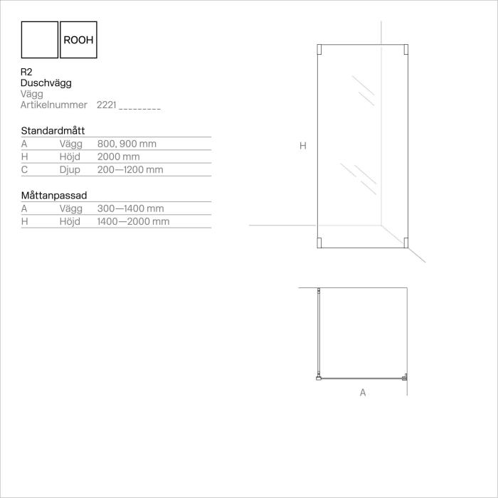  ROOH R2 Duschvägg Måttanpassad - Badhuset.se