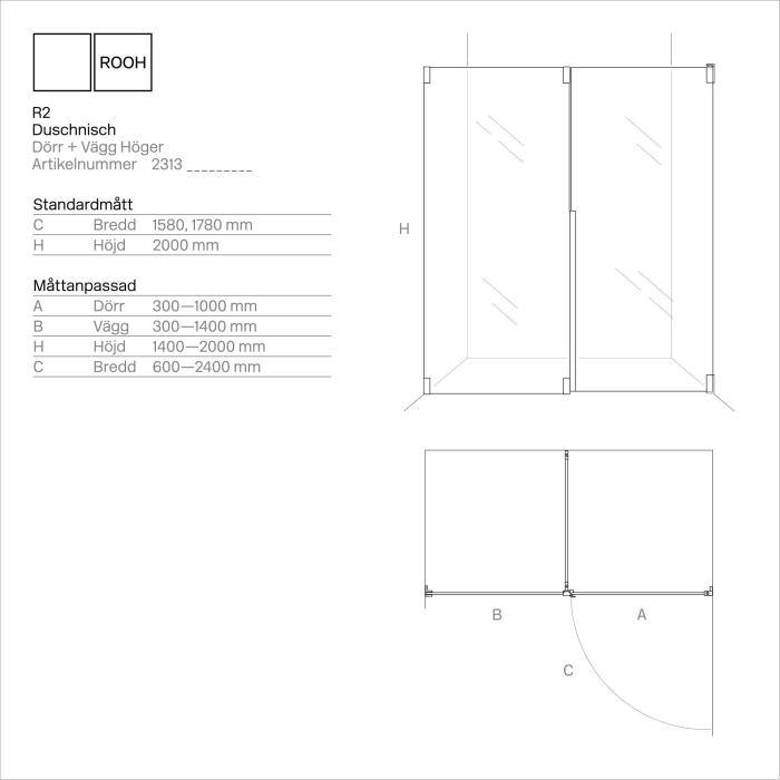  ROOH R2 Duschnisch Dörr+Vägg - Badhuset.se