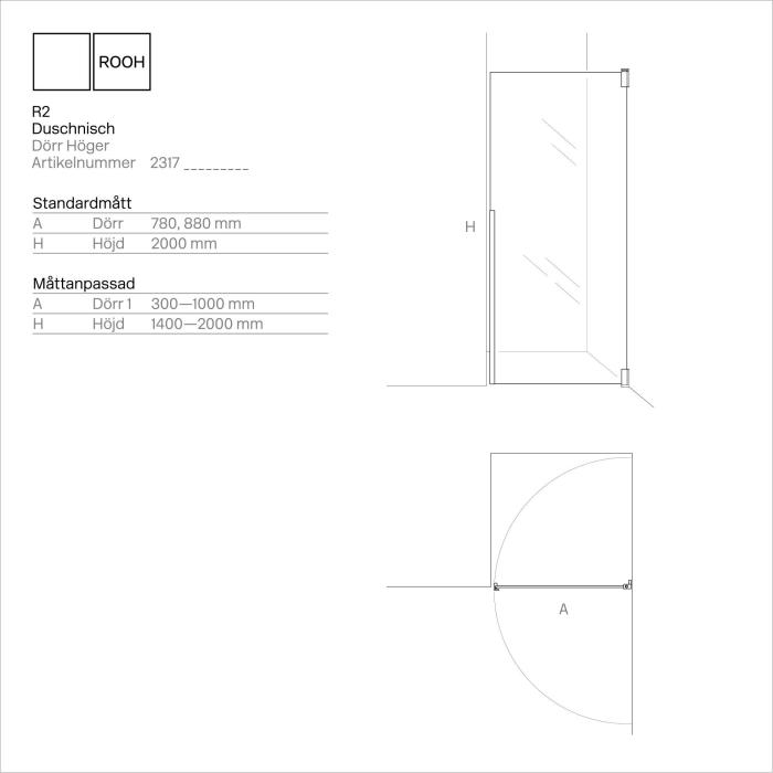  ROOH R2 Duschnisch Dörr Standardmått - Badhuset.se