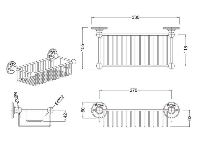  Burlington Duschkorg rak, självhäftande - Badhuset.se
