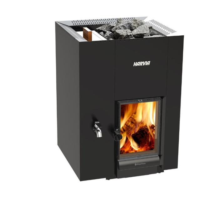  Harvia Linear 22 GreenFlame Vedeldat Bastuaggregat med Vattentank - Badhuset.se