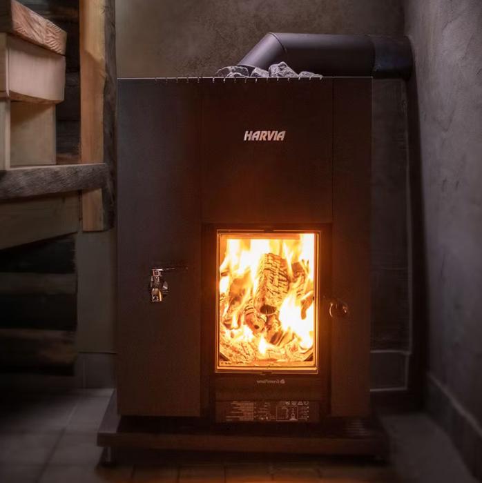  Harvia Linear 22 GreenFlame Vedeldat Bastuaggregat med Vattentank - Badhuset.se