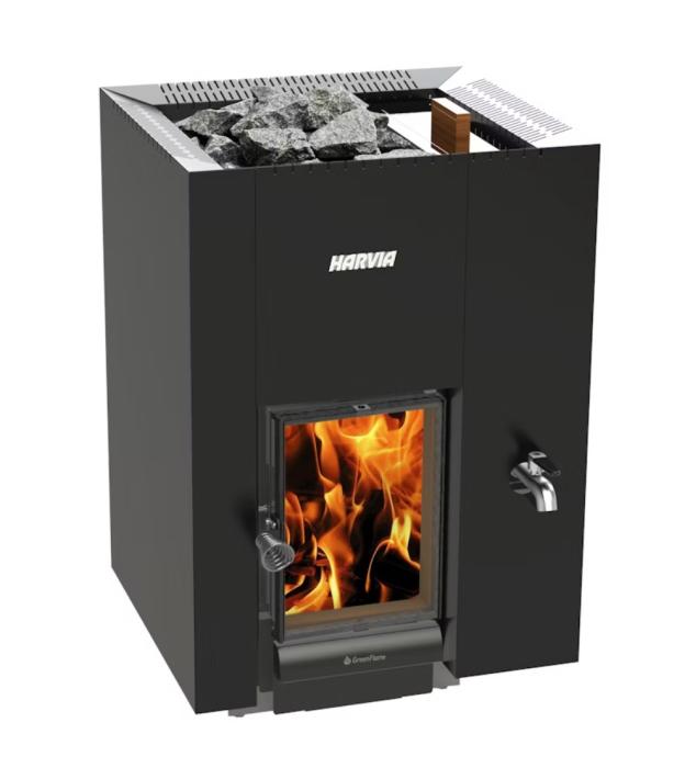  Harvia Linear 22 GreenFlame Vedeldat Bastuaggregat med Vattentank - Badhuset.se