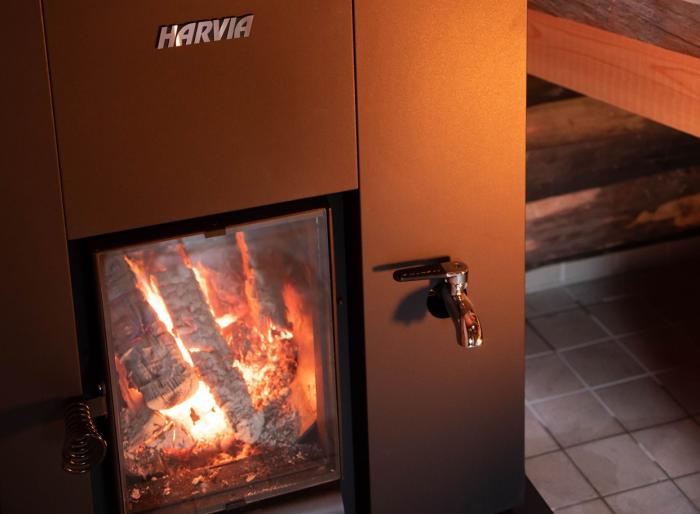  Harvia Linear 22 GreenFlame Vedeldat Bastuaggregat med Vattentank - Badhuset.se