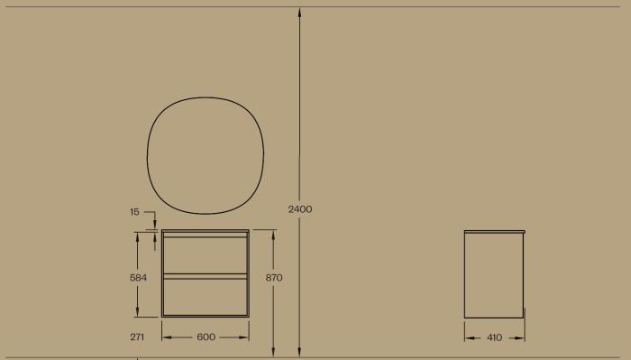  Haven H2/60 Slim med porslinstvättställ - Badhuset.se