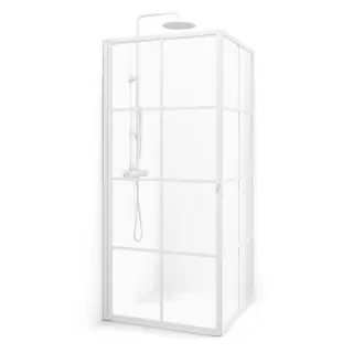  Macro Design Empire Swing Hörndusch fast vägg/dörr med vit spröjs - Badhuset.se