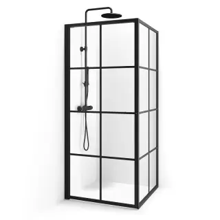  Macro Design Empire Swing Hörndusch fast vägg/dörr med svart spröjs - Badhuset.se