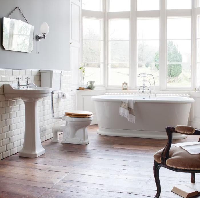  Burlington Klassiskt runt handfat Edwardian med Piedestal - Badhuset.se