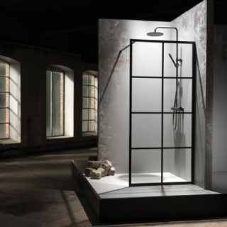  Macro Design Empire Skärmvägg fast med svart spröjs - Badhuset.se