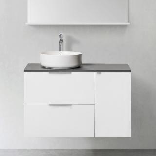  Hafa Shape Kommod 90 med ovanpåliggande tvättställ och sidomodul - Badhuset.se