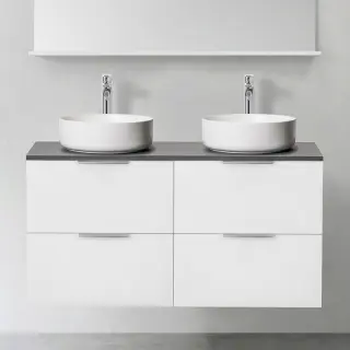  Hafa Shape Kommod 120 med två ovanpåliggande tvättställ - Badhuset.se