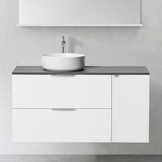  Hafa Shape Kommod 110 med ovanpåliggande tvättställ och sidomodul - Badhuset.se