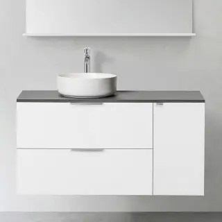  Hafa Shape Kommod 110 med ovanpåliggande tvättställ och sidomodul - Badhuset.se