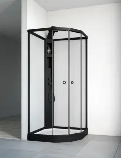  Macro Design Duschkabin Flow Semi Svart med Infälld Blandare - Badhuset.se