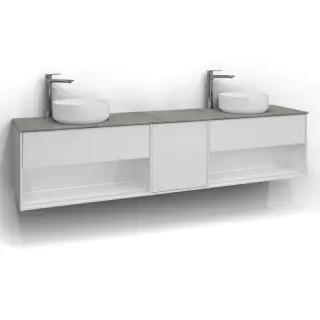  Svedbergs Epos Kommod Öppen/Dold 200x45 för två ovanpåliggande tvättställ - Badhuset.se