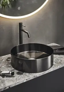  Hafa Handfat Circle Steel Borstad Svartkrom - Badhuset.se