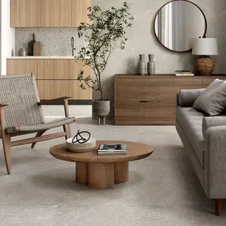  Golvabia Terazzo Klinker Fossil Ljusgr&aring; Matt - Badhuset.se