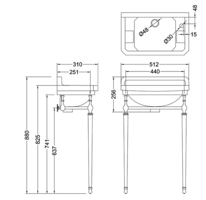  Burlington Klassiskt handfat Edwardian med Ställ - Badhuset.se